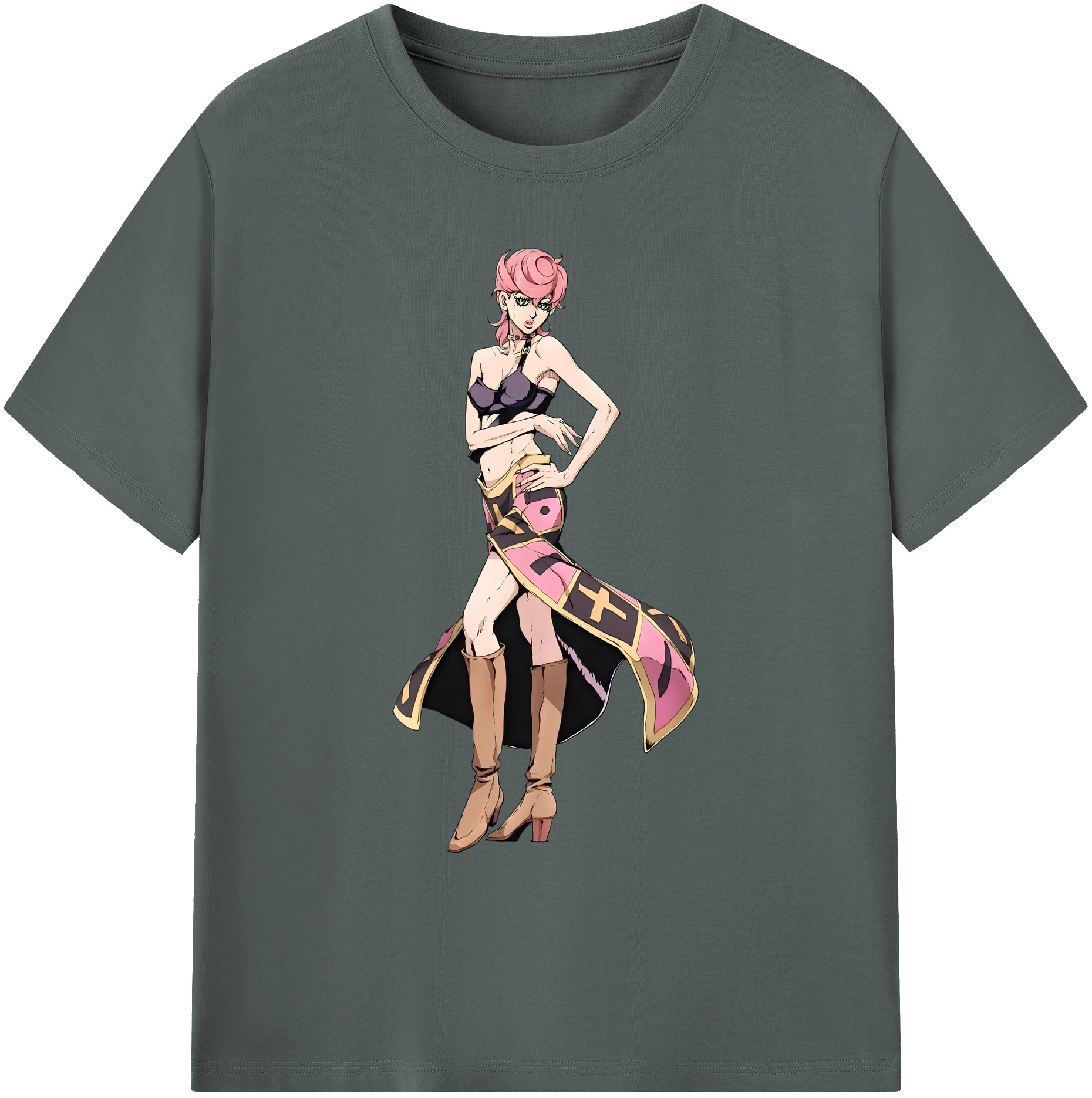 （画像用） ジョジョの奇妙な冒険 トリッシュ?ウナ JoJo's Bizarre Adventure Trish Una 綿100％ メンズ半袖Tシャツ｜肌触りやわらか＆通気性